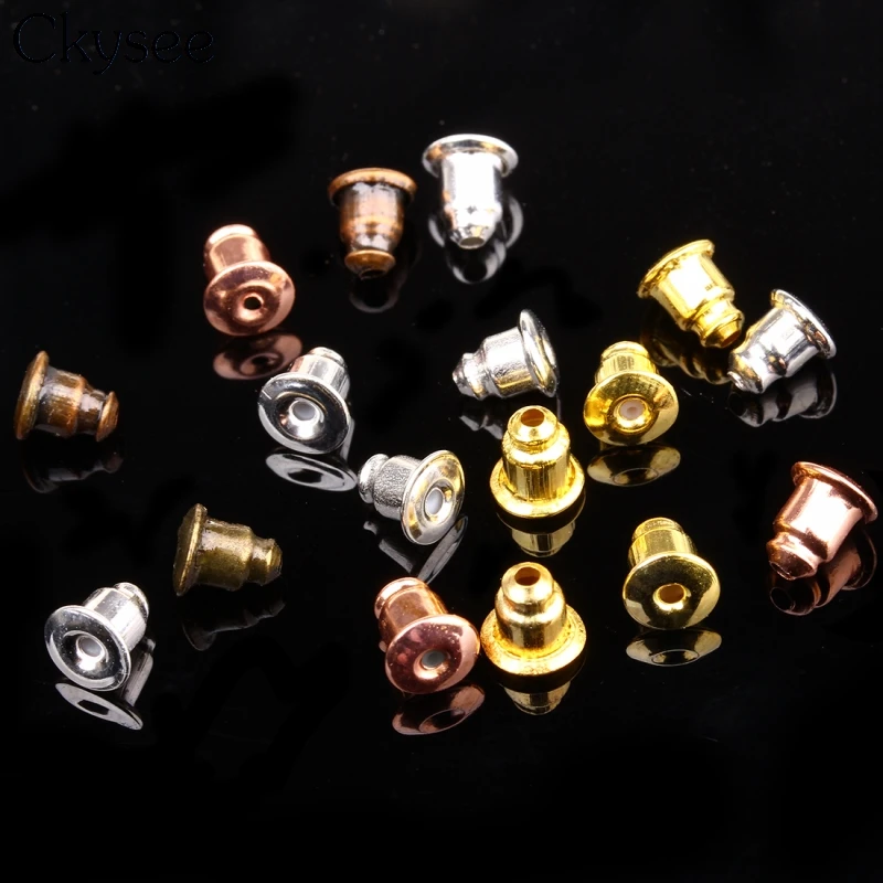

Ckysee Wholesale 200pcs/lot Copper Bullet Earring Back Plugging Blocked Rubber Back DIY Earrings Jewelry Making Accessories