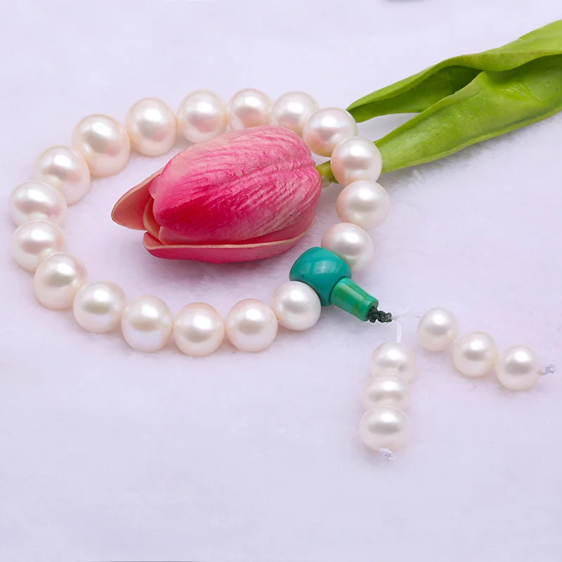 JYX Natural Pearl Agate Bracelets Buddhist Prayer Beads Bracelet with Green Clasp 9&quot- Selected Big Size 12-15mm | Украшения и