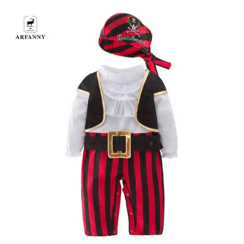 Baby Boys Clothes Lovely New Pirate Captain Halloween Boy Set Children's Costume Dance Cosplay Young children4 pieces suits |