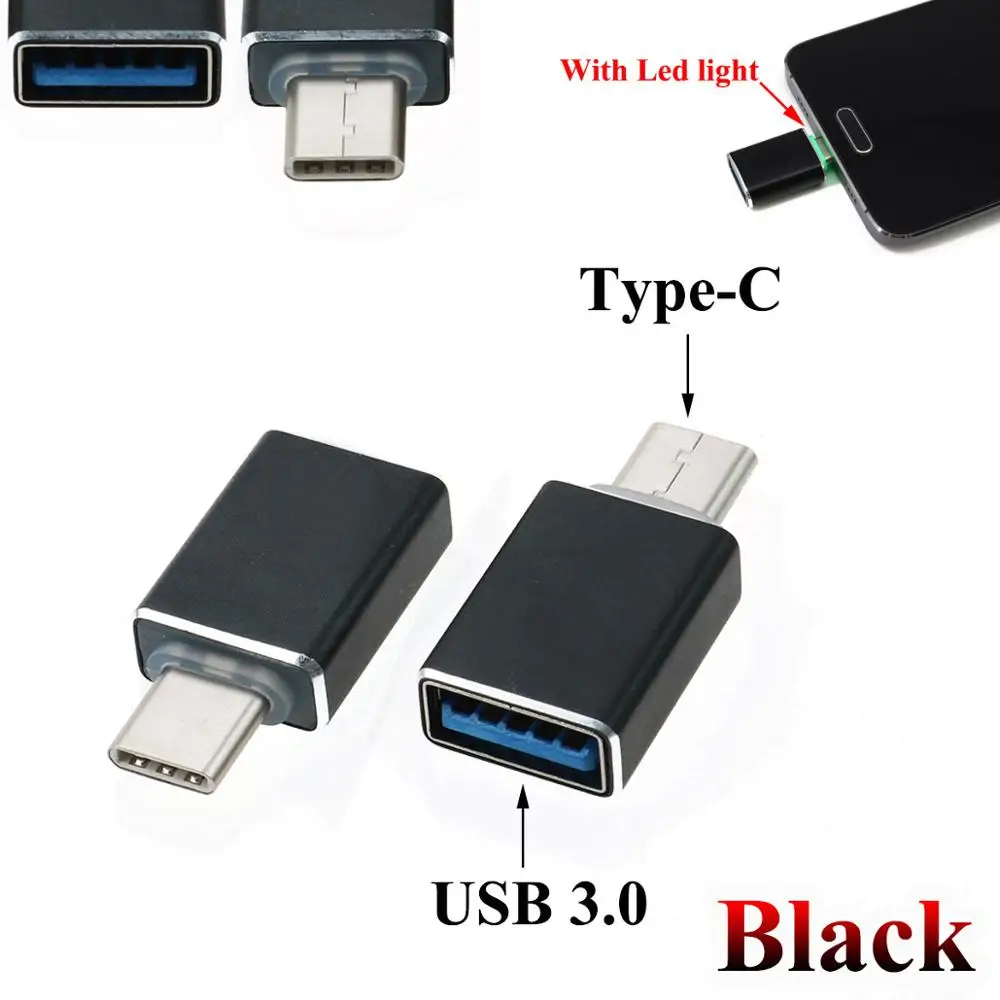 Black YuXi Тип C штекер USB Женский Кабель адаптер конвертер для USB C к USB 3,0 зарядное устройство штекер OTG адаптер конвертер для телефона Android - Цвет: Black
