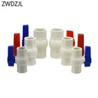 DN15 DN20 DN25 ПВХ шаровой кран для сада водопроводной женский G12 G34 G1 ПВХ водяной клапан разъем 7 шт