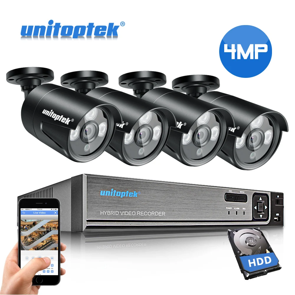 4CH 48V POE NVR CCTV система H.265 HD 4MP IP камера наружная Камера Безопасности