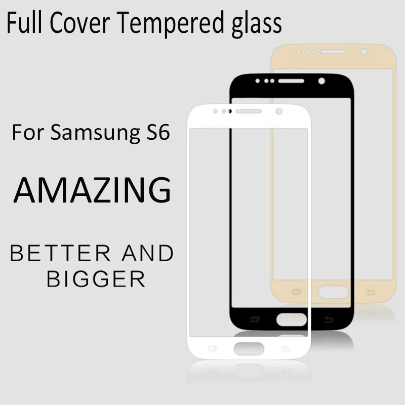 0.2mm 2.5D Anti-explosion Full Cover Glass Protector For Samsung Galaxy S6 Tempered Glass Ultrathin Screen Protector Film Skin