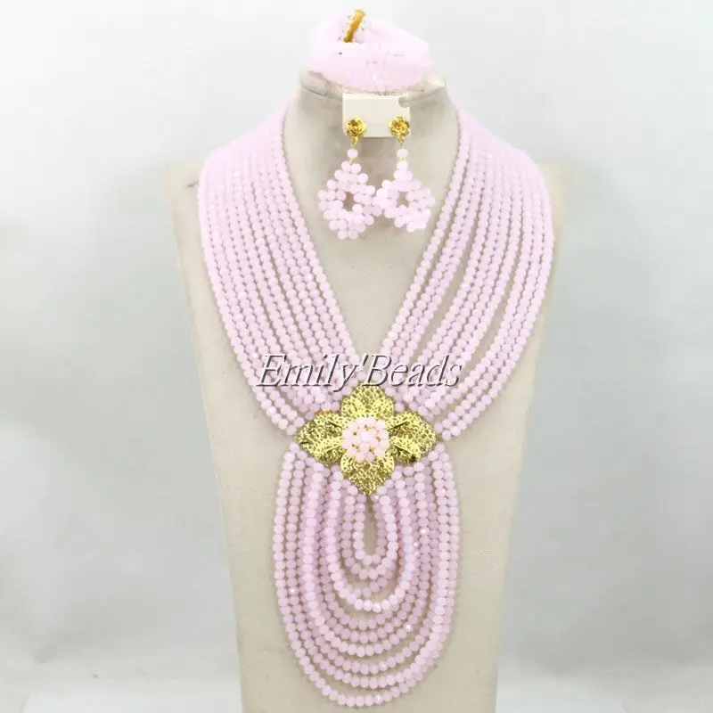 Нигерийские Свадебные хрустальные бусы ожерелья комплекты ювелирных изделий