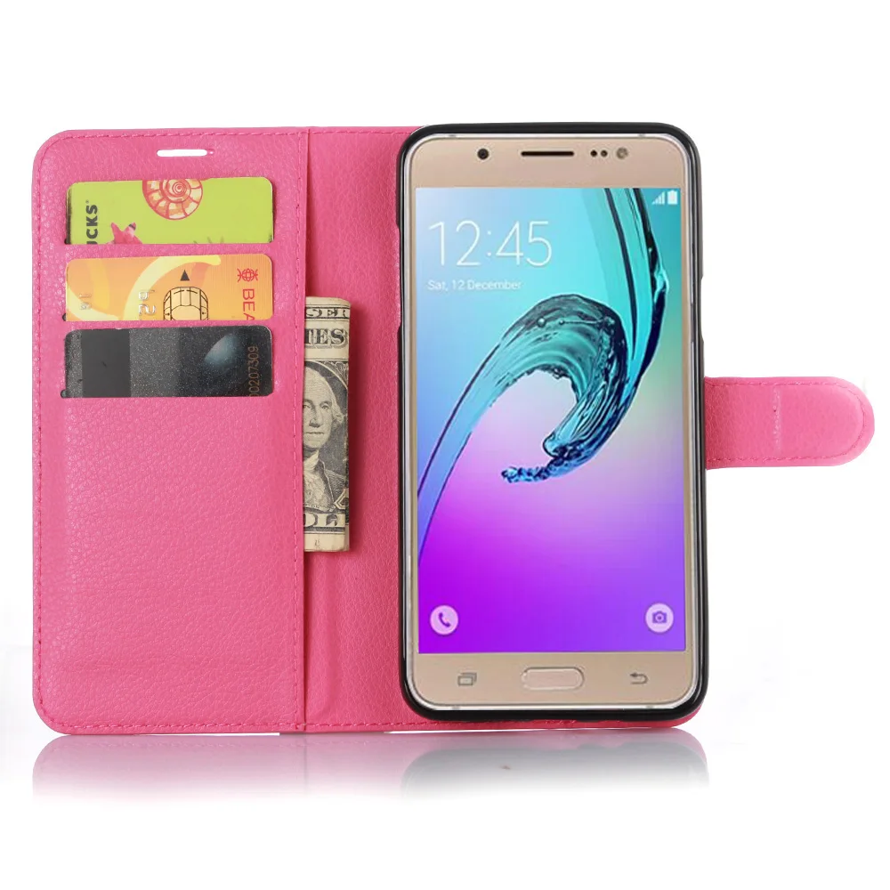 Стильный кожаный чехол-книжка с текстурой личи для Samsung Galaxy J7 2016 j710 J710F J710M