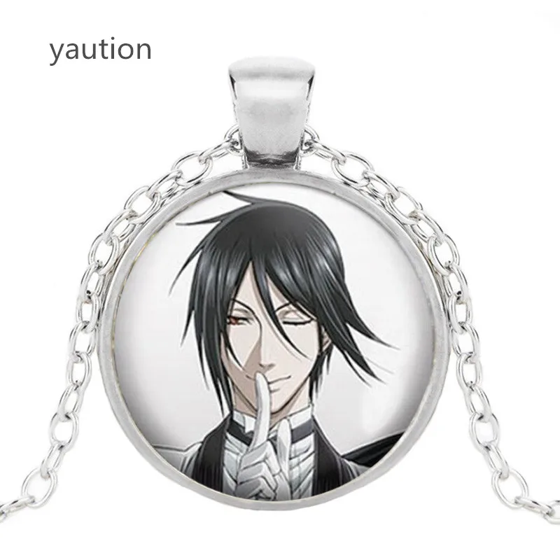 Черный Дворецкий стеклянный кабошон для кулона ожерелье Kuroshitsuji Ciel Phantomhive Sebastian