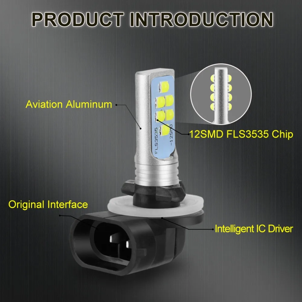 2 шт. Автомобильные светодиодные лампы H8 H11 HB4 HB3 H27 Led 880 881 P13W PSX26W H27W H16 5202 1400LM 6000K 12 В-24