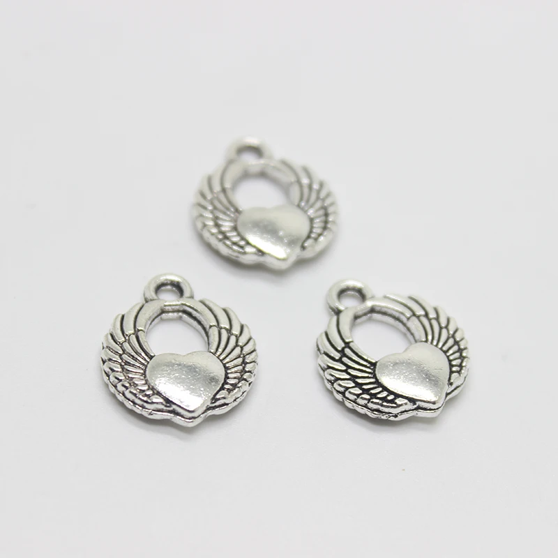 20pcs-- Wing Charms Antique Silver bronze 2 Sided 10x23mm Heart Angel pendantpendant | Pendants