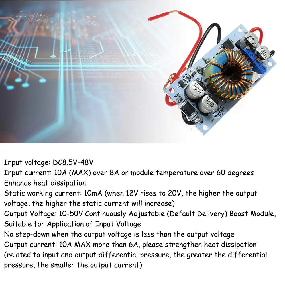 DC10 50V 10A 250 повышение ветрового контроля Модуль Регулируемый повышающий