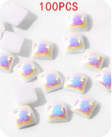 number6-100pcs 100 шт AB радужные жемчужины для дизайна ногтей Подвески шпильки/Русалка Halo жемчуг ногтей деко/3-D новые очаровательные японские украшения для ногтей - Цвет: number6-100pcs