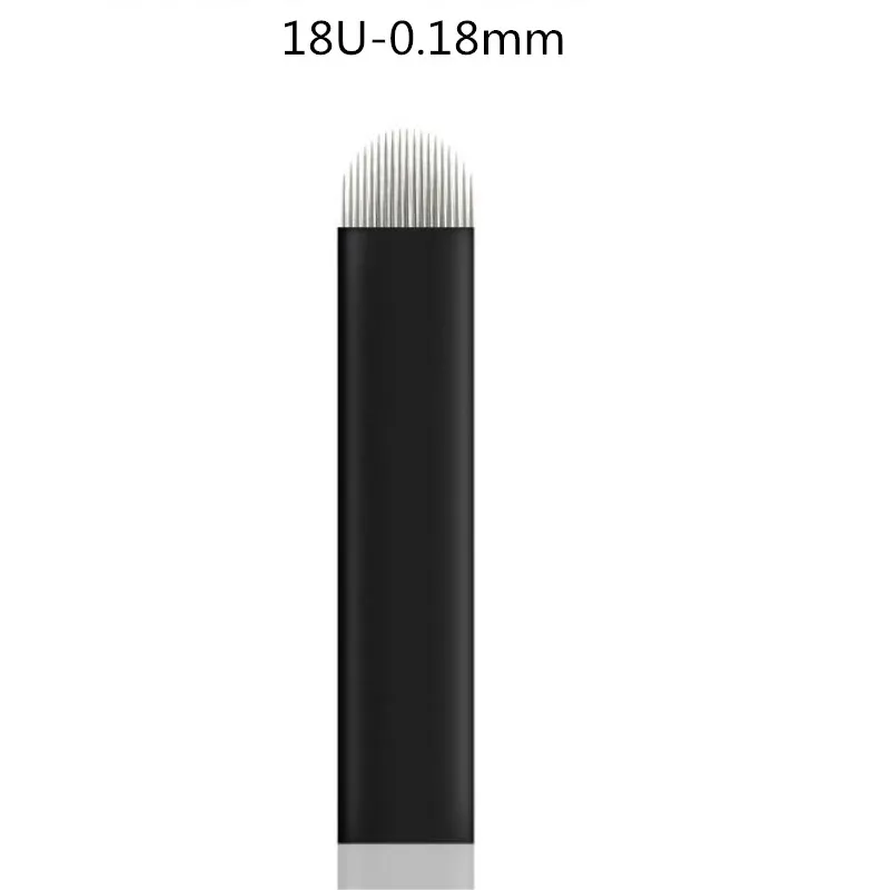 

500PCS 0.18mm Black 18 U Laminas Agulhas Tebori Microblading Blades Permanent Makeup Tattoo Needle For Eyebrow Manual Pen