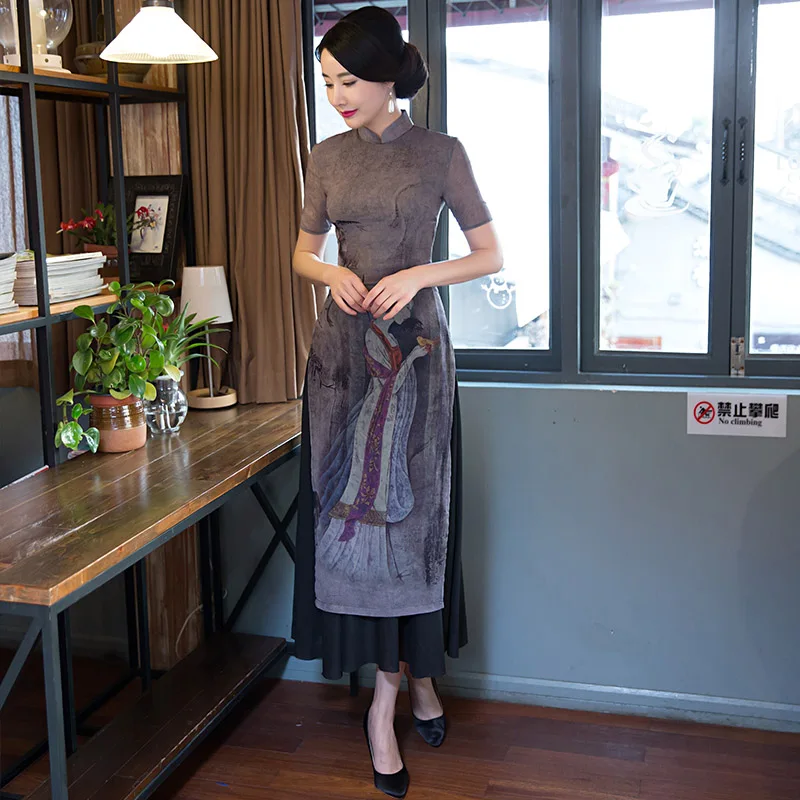 Шанхай история Вьетнам aodai Китайская традиционная одежда китайское платье-Ципао длинное китайское платье Чонсам современный чонсам