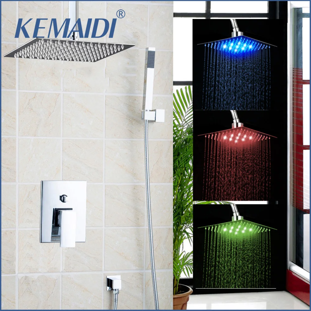 

KEMAIDI 3 Size 8" 12" 16" Rainfall Shower Head System Bath & Shower Faucet With Hand Spray Bathroom Rain Mixer Shower Combo Set