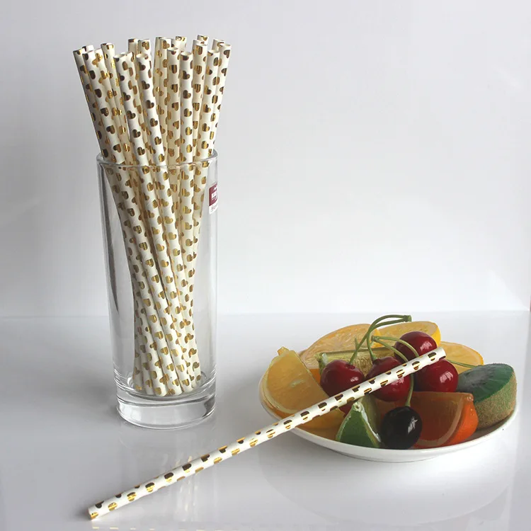 APRICOT 25pcs Bronzing Hearts kids birthday wedding decorative party decoration event supplies drinking Paper Straws | Дом и сад