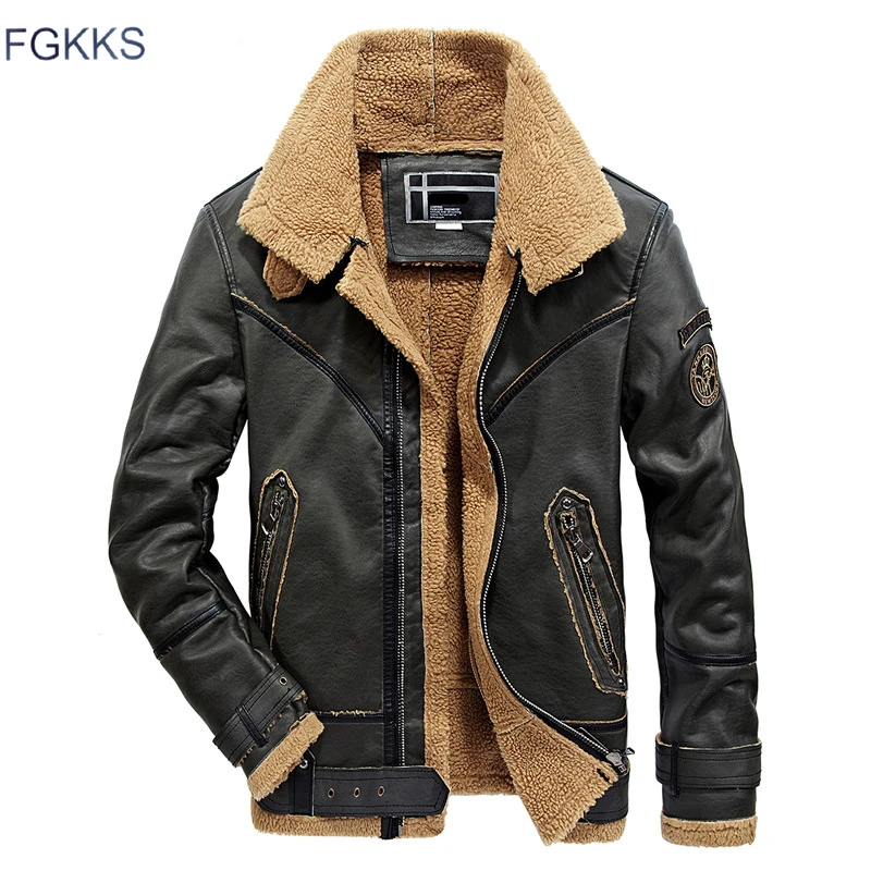 Мужская кожаная куртка FGKKS мотоциклетная из искусственной кожи на каждый день 2019
