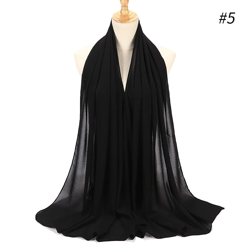 Plain Bubble Chiffon Hijab Scarf Women Wrinkle Chiffon Head Scarf Shawls Pashmian Pleated Muslim Wraps Muslim Hijabs Scarves - Цвет: Color 5
