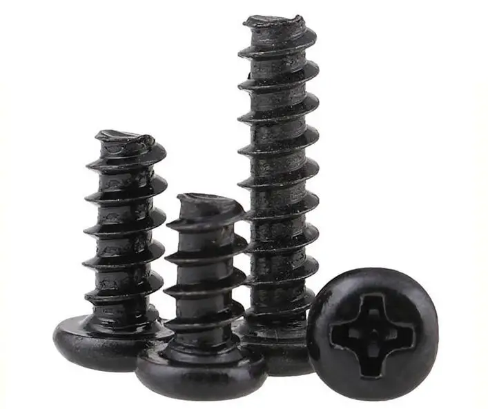 

30pcs M1.4 Phillips round head flat tail mechanical screw cross furniture decorative screws black 3mm-8mm length