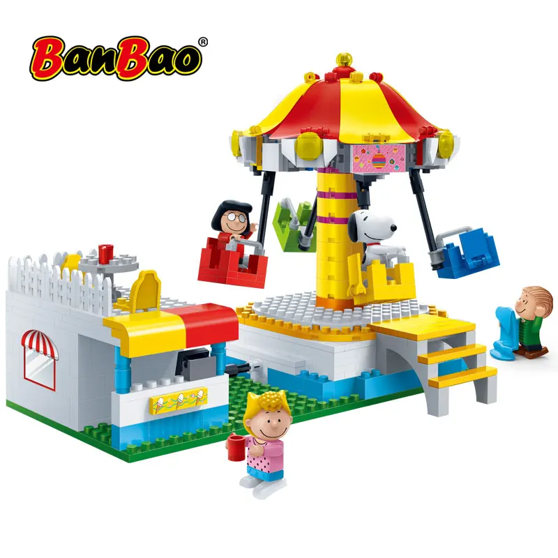 BanBao 7505 Горячие IP Снупи Арахис DIY пластиковые строительные блоки тематический парк вращающиеся качели игрушки для детей детские развивающие модели