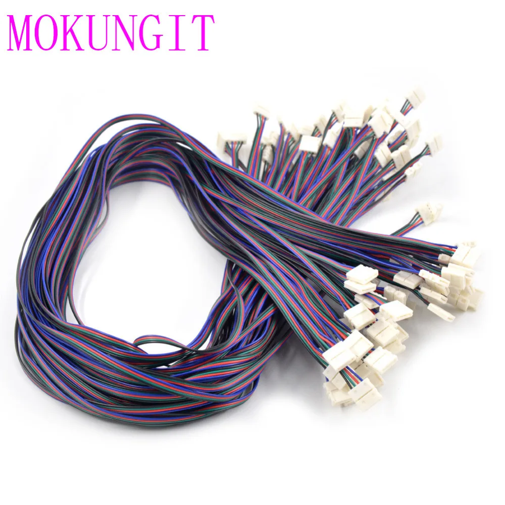 100 шт. 1 м Новый 4Pin 12 мм двойной разноцветный коннектор LED PCB led адаптер для 5050 RGB