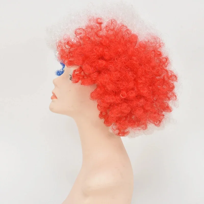 Soccer fan hair France Football Match Wig Blast Head Clown Headgear National Flag Cosplay Halloween Party Accessory | Игрушки и хобби