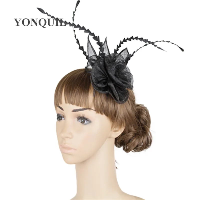 

Fancy Children Sinamay Fascinator Headwear Feather Party Show Hair Accessories Millinery Cocktail Hat Occasion Headpiece MYQ008