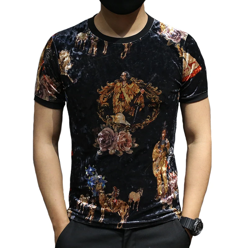 Новая продукция 2019 бархатная футболка Homme с коротким рукавом Gomlek Роскошная
