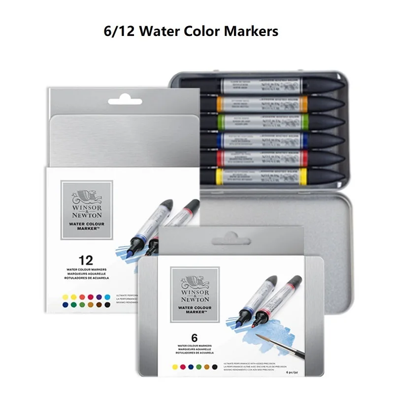 

WINSOR&NEWTON Water Color Marker Pen 6/12 Colors Double Tips Art Marker Drawing art supplies