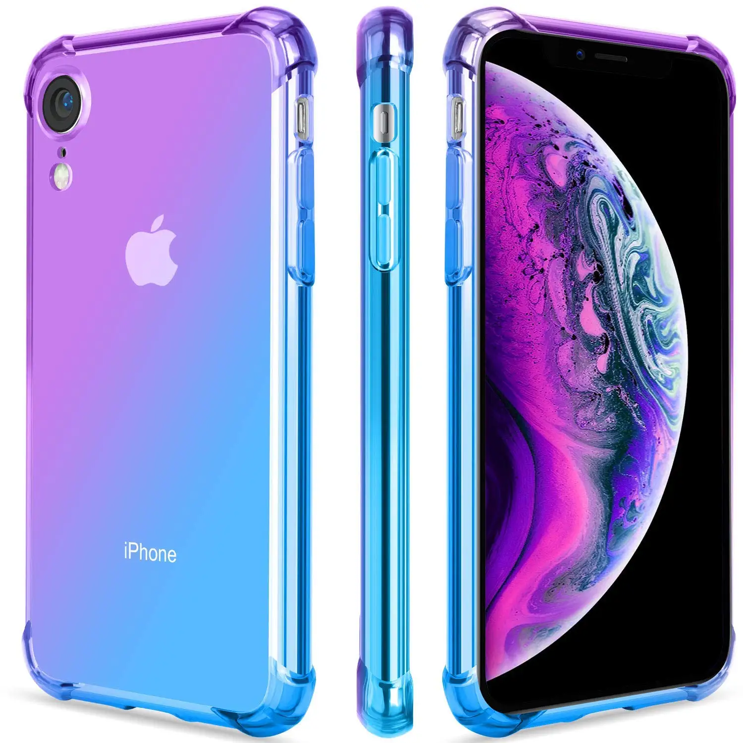 Чехол WEFOR для iPhone XS X 8 прозрачный милый градиентный тонкий с защитой от царапин TPU