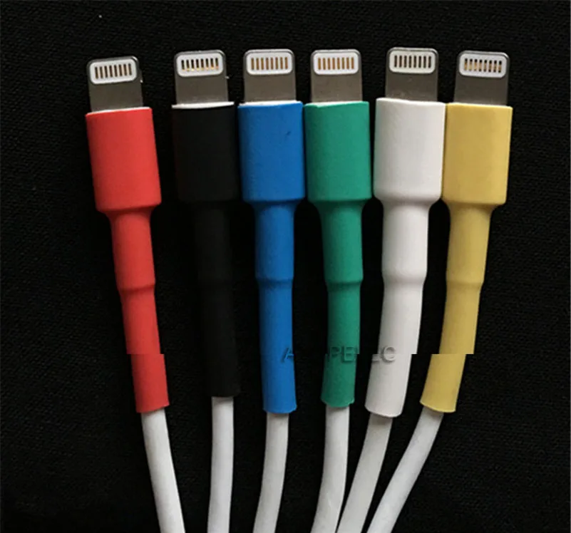 5 м термоусадочная трубка для iPad iPhone 5 6 7 8 USB кабель для зарядки и передачи данных фиксированный черный/красный/желтый/зеленый/синий/белый/прозрачный