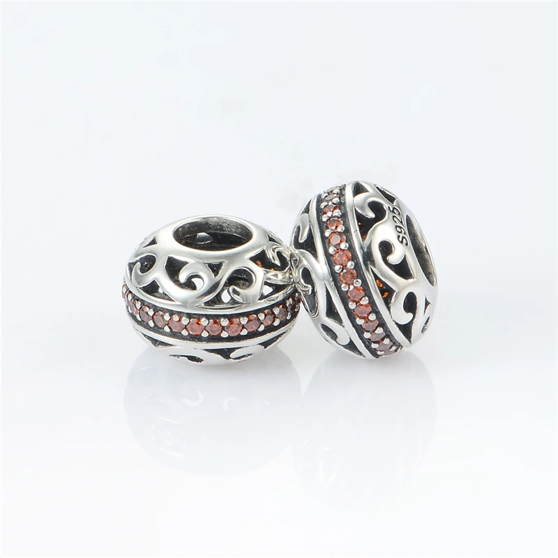 Ажурные подвески из стерлингового серебра 925 пробы оранжевые камни подходят для