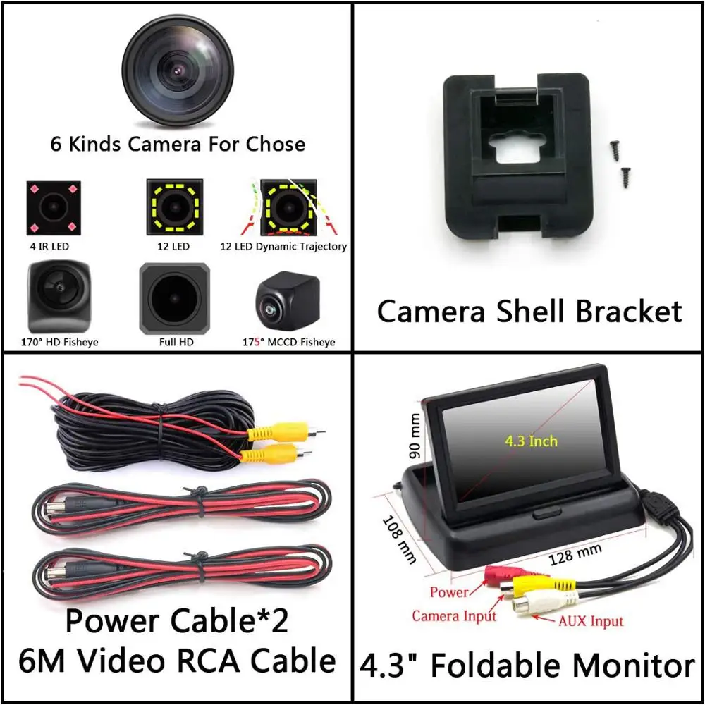 Camera 4.3 inch Fold 175 градусов рыбий глаз MCCD Starlight Парковка HD камера заднего вида для Mercedes Benz W204 W212 W221 S600 S550 S500 S450 S430 S420 - Название цвета: Camera 4.3 inch Fold