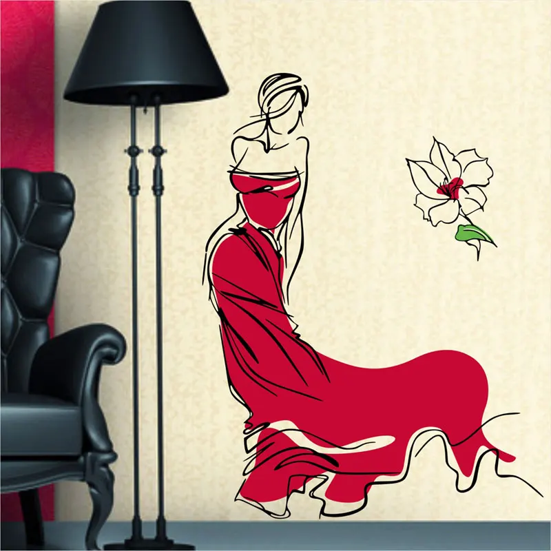 Настройка Леди магазин одежды наклейки на стекло с узором Декор стены для