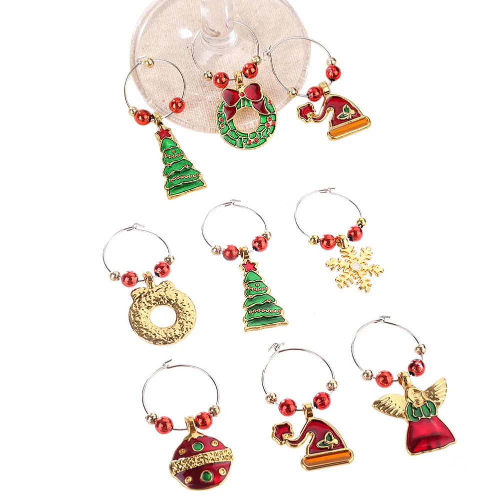 Новый Набор подвесок для бокала вина Рождественский набор колец чашки