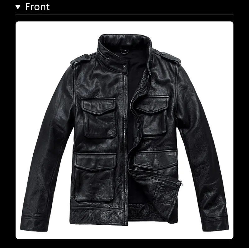 Куртка из натуральной кожи, Черная мужская кожаная байкерская куртка, chaqueta moto hombre veste cuir homme cappotto LT1194
