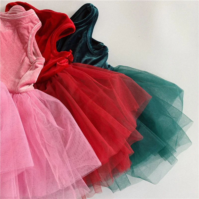 Модное летнее платье для девочек Одежда маленьких детское праздничное Сетчатое