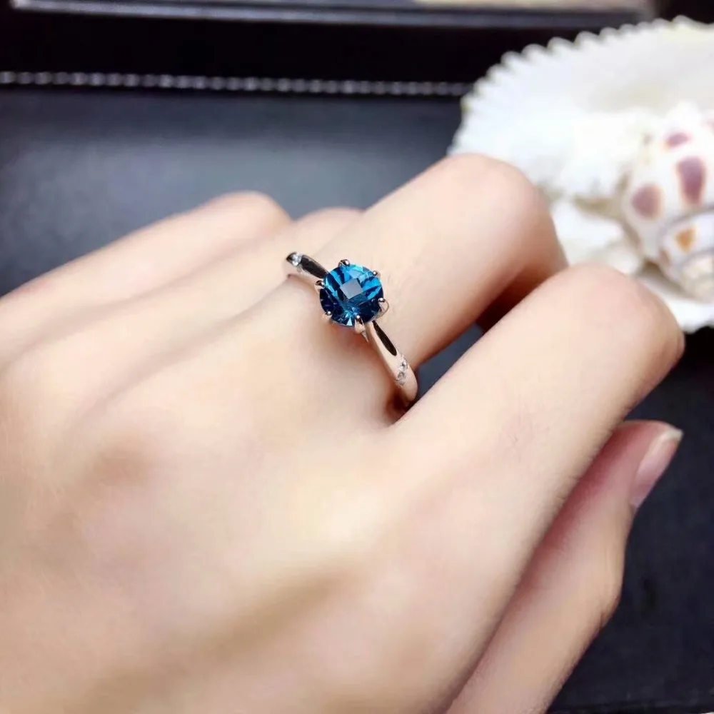 

shilovem 925 silver sterling ring real natural topaz open ring trendy fine Jewelry anniversary new wholesale 6*6mm mj060680agb