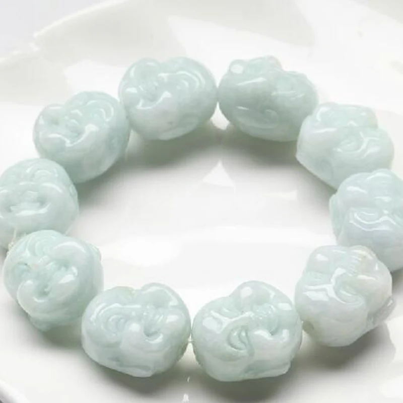 

Модные ювелирные изделия, натуральный изумруд, ручная работа, резной буддийский браслет с головой, браслет на удачу и благословение, нефрит...