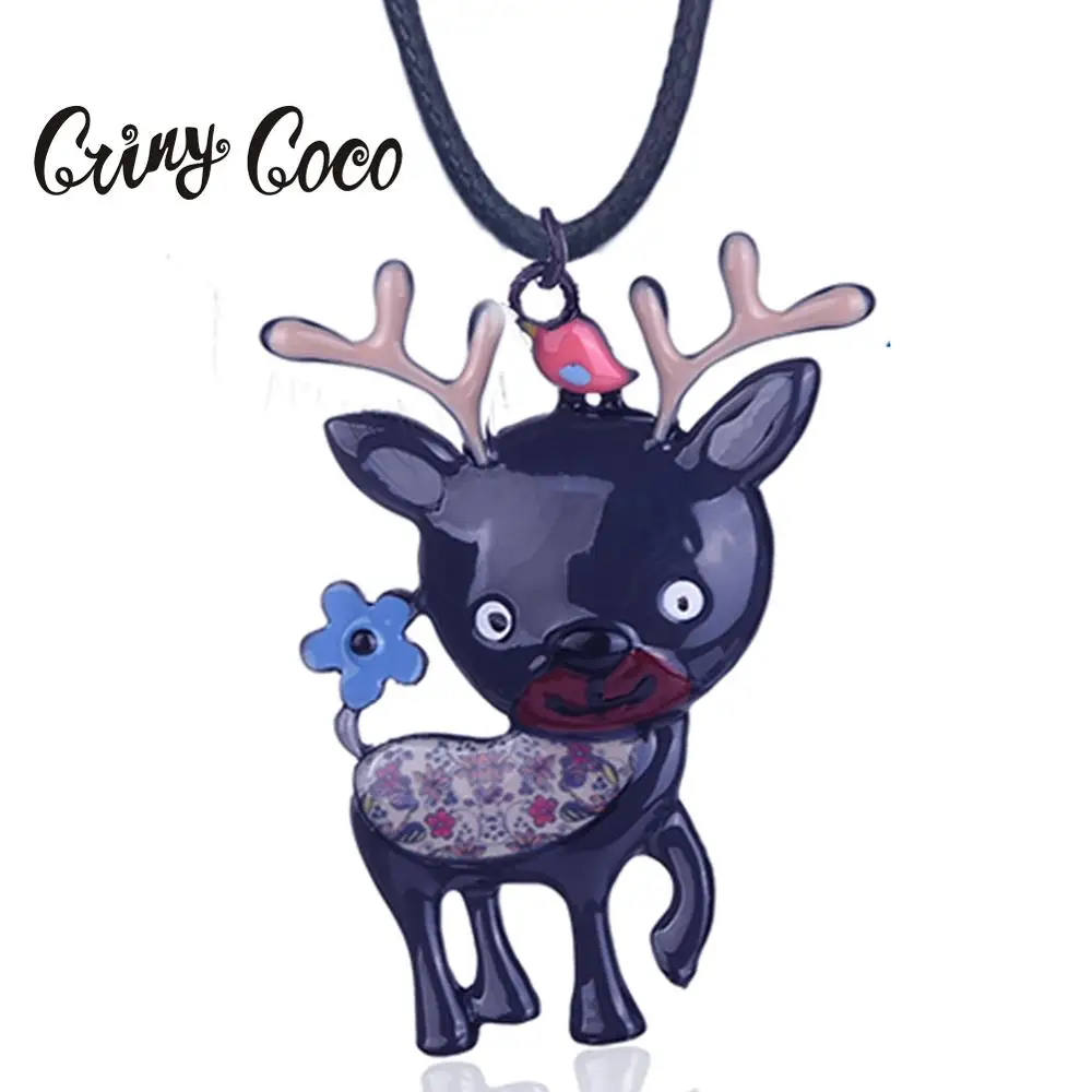 Cring Coco высокое качество эмаль цинковый сплав подвеска в форме оленя Sika ожерелья
