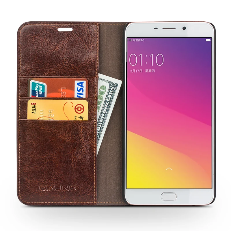QIALINO 2016 чехол для OPPO R9 & plus Роскошный ультра тонкий флип из натуральной кожи oppo r9