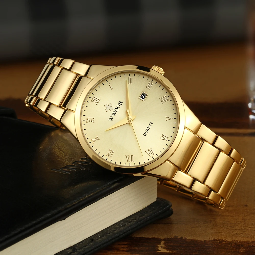 Часы WWOOR мужские Кварцевые водонепроницаемые люксовые брендовые аналоговые