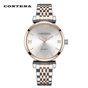 Женские наручные часы Contena, роскошные стразы, полностью стальные женские часы, кварцевые часы Saati Montre Femme Relojes Mujer