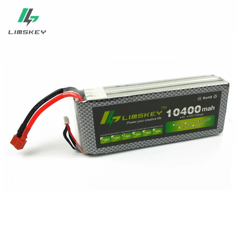 Limskey RC LiPo Battery 14.8V 10400mAh 30C 4S For UAV Multi-rotor Quadcopter Airplane Boat Car VS 10000mah Lipo | Игрушки и хобби