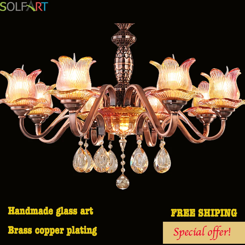 SOLFART красная бронзовая цветная люстра ручной работы стеклянный цветочный