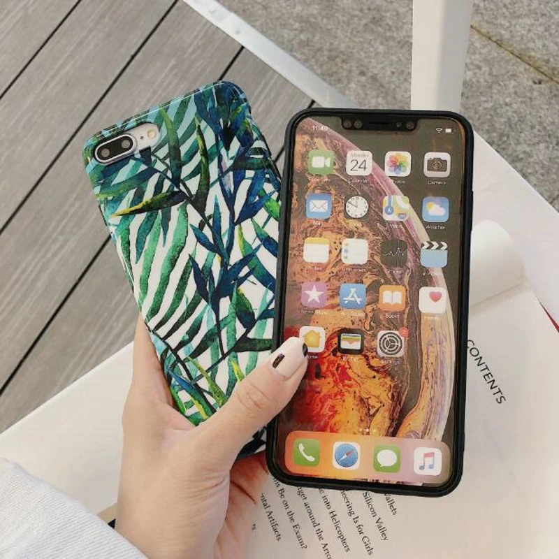 Flower Leaves Print Phone Case For iPhone 6 6S Plus XR XS Max Soft Silicone Covers Summer Plants Cases X 7 8 |