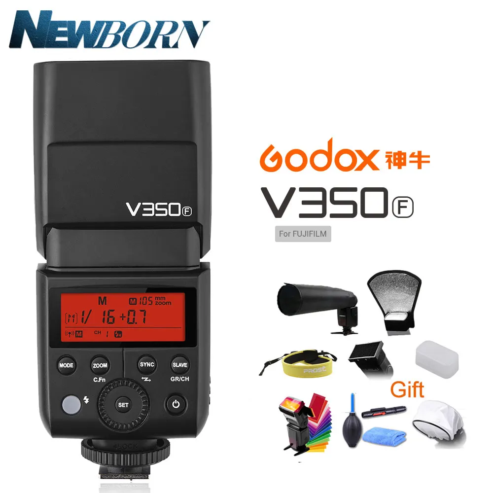 Черный Godox V350F ttl HSS 1/8000s X Системная камера Speedlite со встроенным литий-ионным аккумулятором 2000 мАч+ передатчик Xpro-F для камеры Fuji - Цвет: Черный