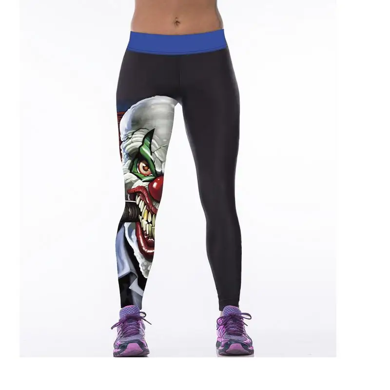 высокая талия 3d печатани череп леггинсы воздухопроницаемый эластичный