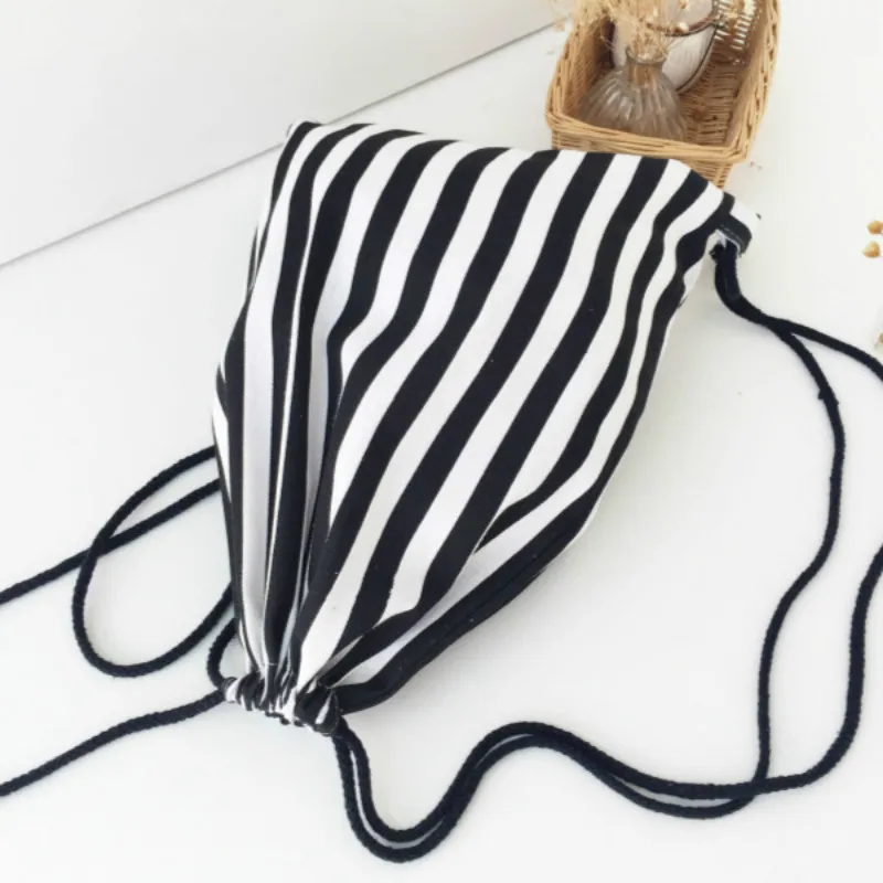 Рюкзак на шнурке Холщовый в полоску с принтом рюкзаки для подростков школьная