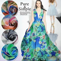 printed pure 100 silk chiffon fabrics for sewing 6mm mulberry tissu tulle quilting patchwork diy cloth gown dress per meter