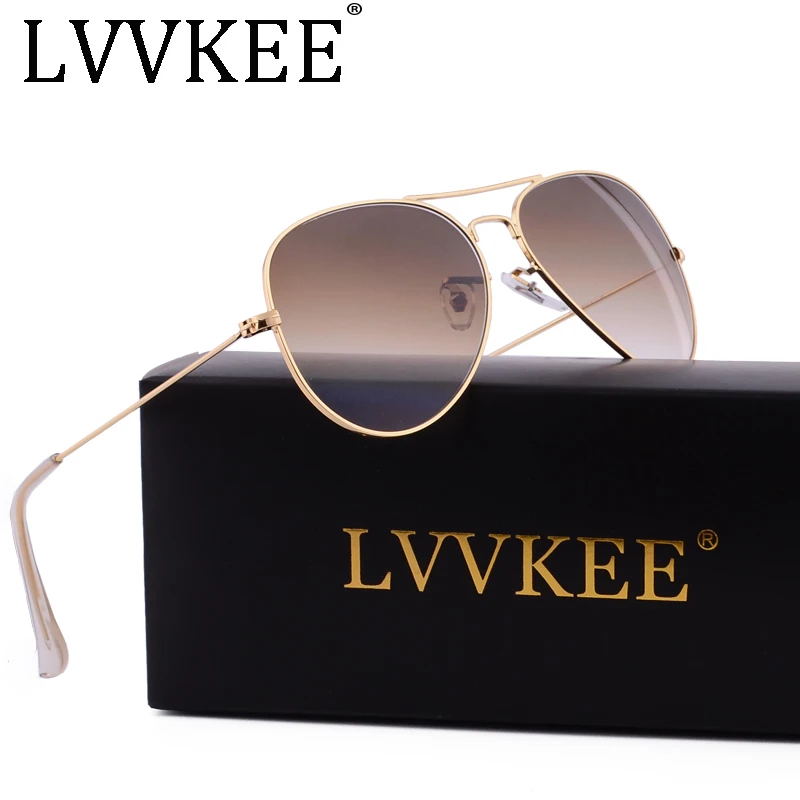 LVVKEE, фирменный дизайн, высокое качество, стеклянные линзы, солнцезащитные очки для мужчин, wo, мужские, 3025, коричневые, G15, градиентные, 58 мм, линзы, солнцезащитные очки, UV400