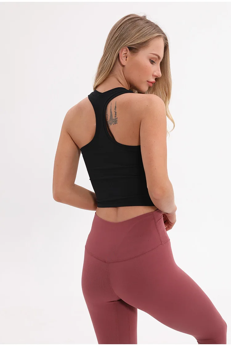 Yoga Vest Women's Sleeveless Running Fitness T Shirts Sexy Crop Top Workout Quick-Dry Yoga Tank Tops Elastic Tight Gym Vest